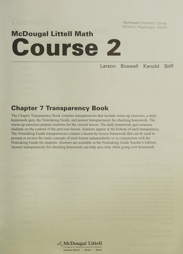 McDougal Littell Math Course 2 Chapter 7 Transparency Book