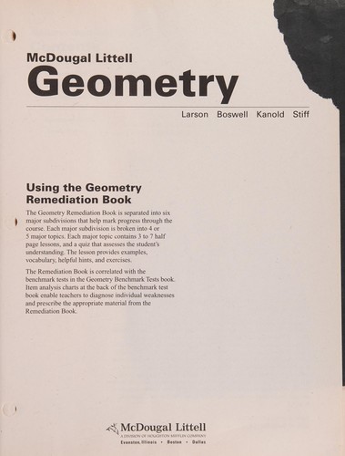 McDougall Littell , Geometry , Remediation Book (Correlated with Benchmark Test Book)