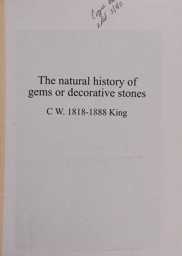The Natural History of Gems or Decorative Stones
