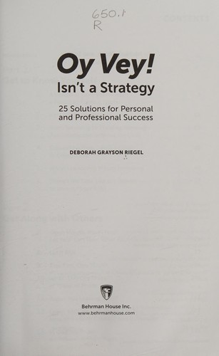 Oy vey! isn't a strategy