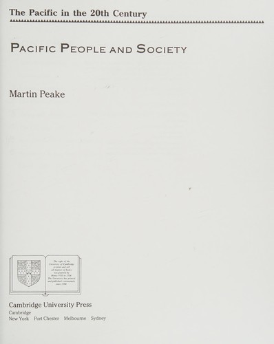 Pacific People and Society (The Pacific in the Twentieth Century)