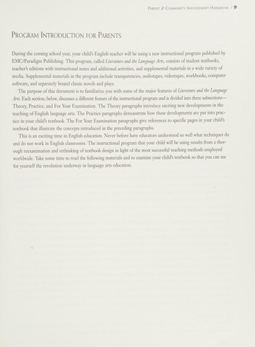 Parent & Community Involvement Handbook