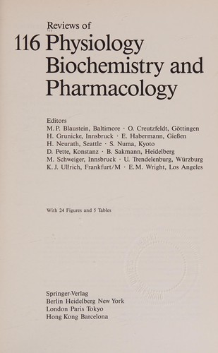Reviews Of Physiology And Biochemistry And Pharmacology V116 (Reviews of Physiology, Biochemistry and Pharmacology)