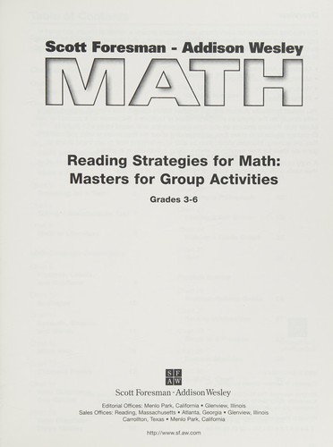 Scott Foresman Reading Strategies for Math Grades 3-5 (Masters for group activities)