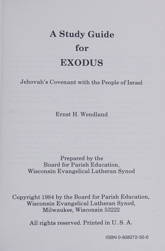 A Study guide for Exodus