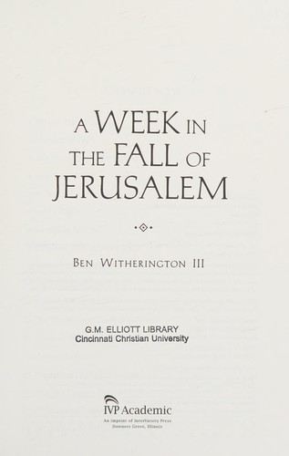 A week in the fall of Jerusalem