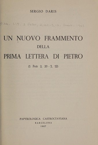 Un nuovo frammento della prima lettera di Pietro (1 Petr 2, 20-3, 12)