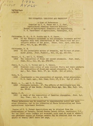 The pineapple: chemistry and products