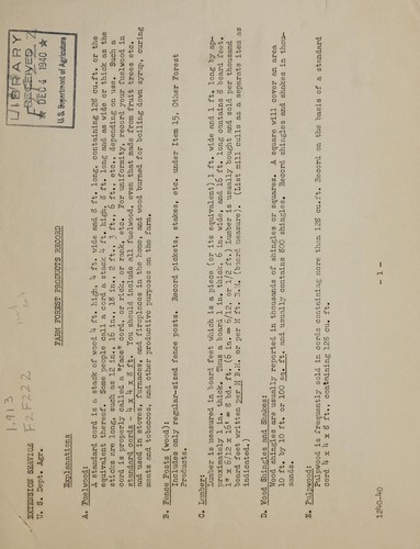 Farm forest products record