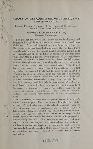 Report of the Committee on Intelligence and Education