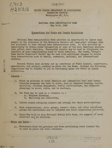 National Home Demonstration Week, May 5-12, 1946