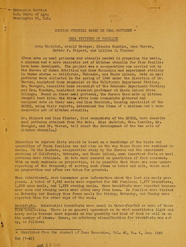 Cooking utensils based on meal patterns