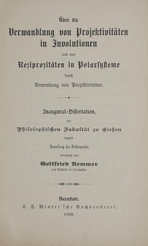 Über die verwandlung von projektivitäten in involutionen und von reziprozitäten in polarsysteme durch anwendung von projektivitäten ...