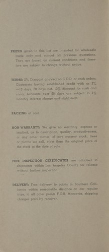 Wholesale price list for 1959