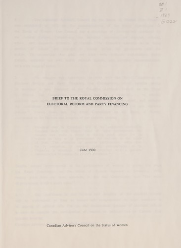 Brief to the Royal Commission on Electoral Reform and Party Financing