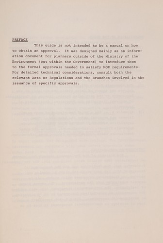 A guide to Ministry of the Environment approval requirements.