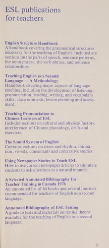 MATERIALS AND SERVICES FOR TEACHERS OF ENGLISH AS A SECOND LANGUAGE