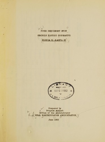 Power requirement study, Seminole Electric Cooperative (Florida 41 Alachua GT)
