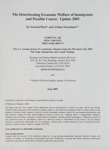 The deteriorating economic welfare of immigrants and possible causes