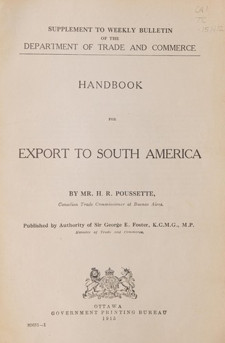 HANDBOOK FOR EXPORT TO SOUTH AMERICA