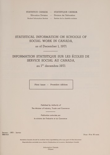 STATISTICAL INFORMATION ON SCHOOLS OF SOCIAL WORK IN CANADA