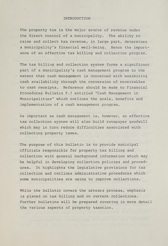 PROPERTY TAXATION - BILLING AND COLLECTION