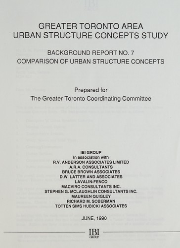 Greater Toronto area urban structure concepts study