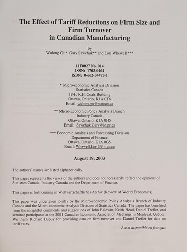 The effect of tariff reductions on firm size and firm turnover in Canadian manufacturing