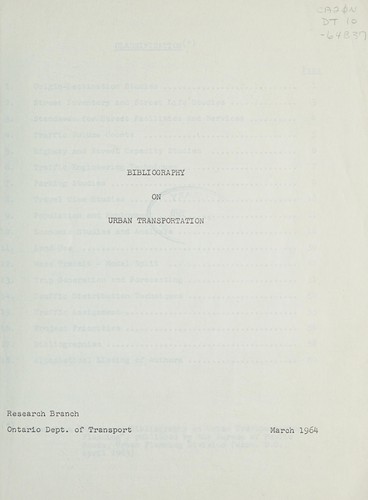 BIBLIOGRAPHY ON URBAN TRANSPORTATION