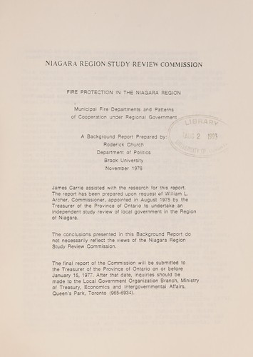 Fire protection in the Niagara Region