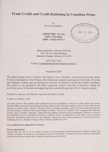 Trade credit and credit rationing in Canadian firms