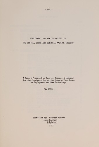 Employment and new technology in the office, store and business machine industry.