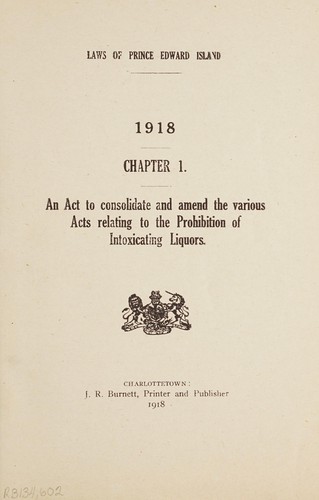 Laws of Prince Edward Island, 1918, chapter 1