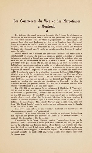 Les commerces du vice et des narcotiques à Montréal