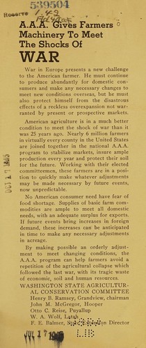 A.A.A. give farmers machinery to meet the shocks of war