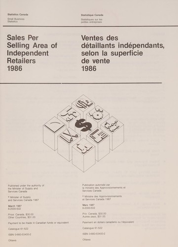 Sales per selling area of independent retailers, 1986