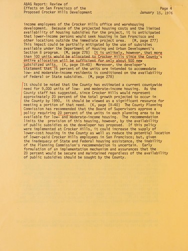 Review of effects on San Francisco of  the proposed Crocker Hills development.