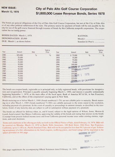 City of Palo Alto Golf Course Corporation