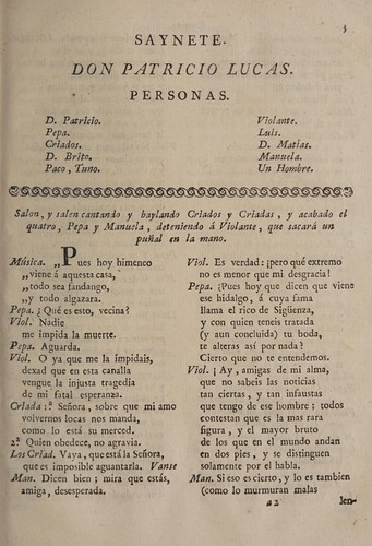Saynete, intitulado el caballero de Siguenza, don Patricio Lucas