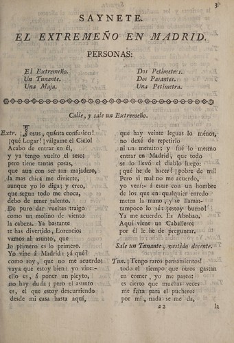Saynete, intitulado el extremeño en Madrid. El pleyto del extremeño ó el abogado fingido