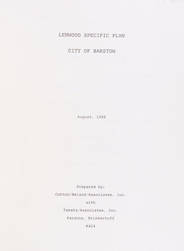 Lenwood specific plan, City of Barstow