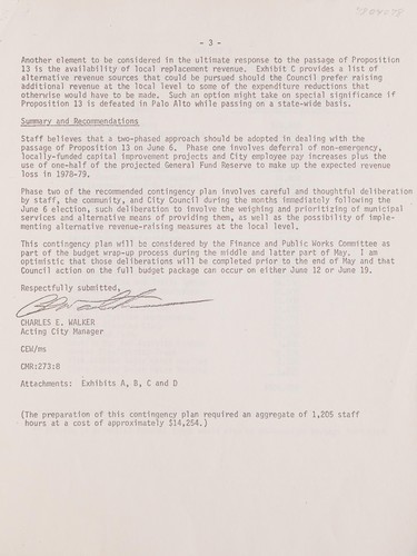 Contingency response to Proposition 13 (Jarvis-Gann initiative)