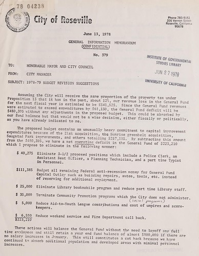 1978-79 budget revision suggestions