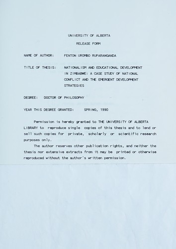 Nationalism and educational development in Zimbabwe