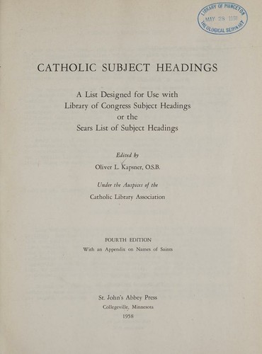 Catholic subject headings