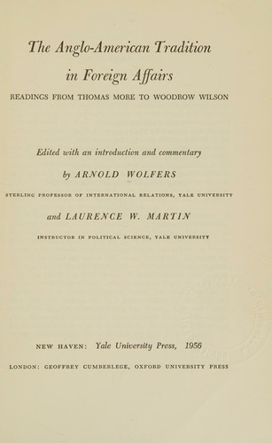 The Anglo-American Tradition in Foreign Affairs