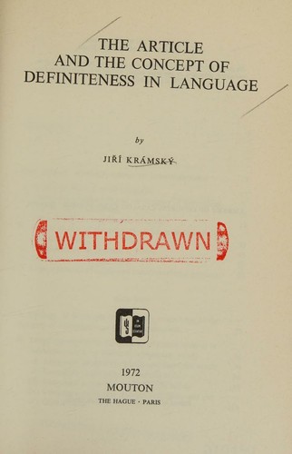 The Article and the Concept of Definiteness in Language