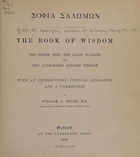 The book of Wisdom