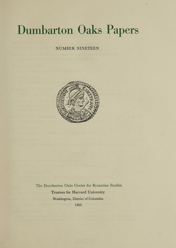 Dumbarton Oaks Papers. Number Nineteen