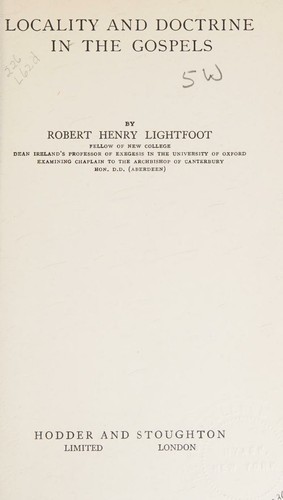 Locality and doctrine in the Gospels,